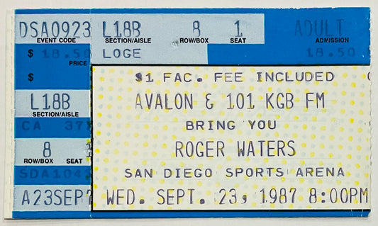 Pink Floyd Roger Waters Original Used Concert San Diego Sports Arena 23rd Sep 1987