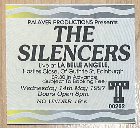 Silencers Original Used Concert Ticket La Belle Angele Edinburgh 14th May 1997