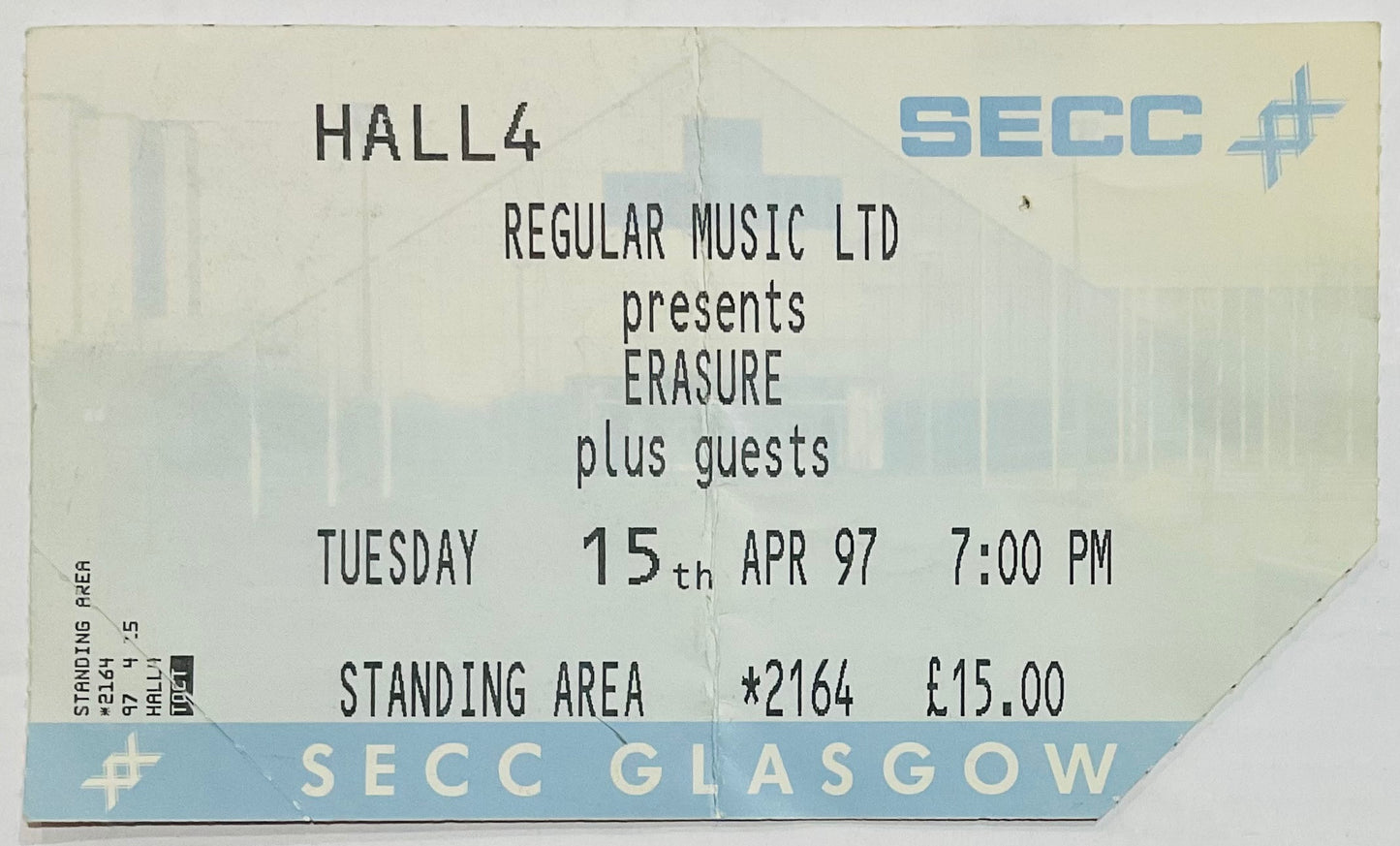 Erasure Original Used Concert Ticket SECC Glasgow 15th Apr 1997