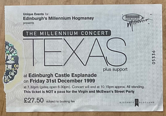 Texas Original Used Concert Ticket Edinburgh Castle 31st Dec 1999