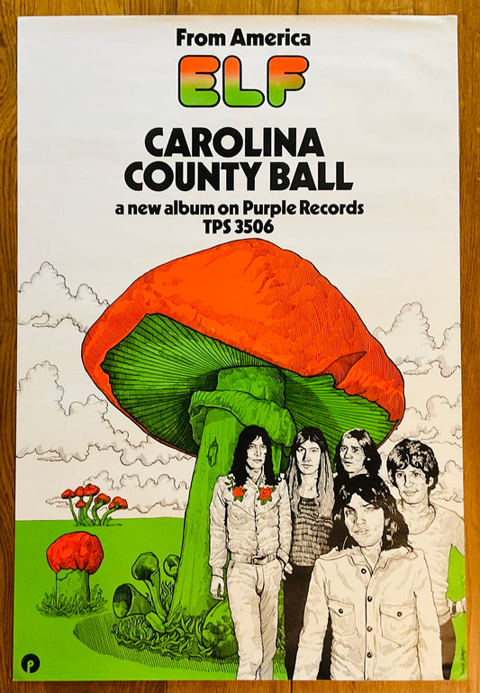 ELF Black Sabbath Rainbow Carolina County Ball Original Promo Poster Purple Records 1974