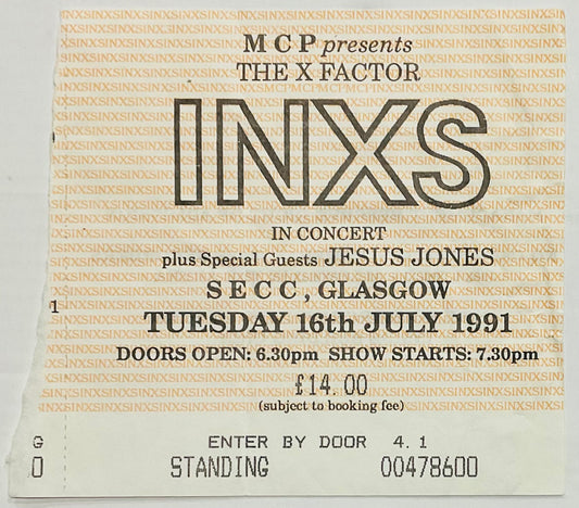 INXS Original Used Concert Ticket SECC Glasgow 16th Jul 1991