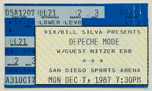 Depeche Mode Original Used Concert Ticket San Diego Sports Arena 7th Dec 1987
