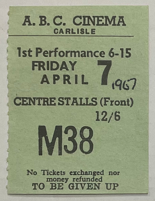 Jimi Hendrix Walker Brothers Original Concert Ticket Flyer ABC Theatre Carlisle 7th Apr 1967
