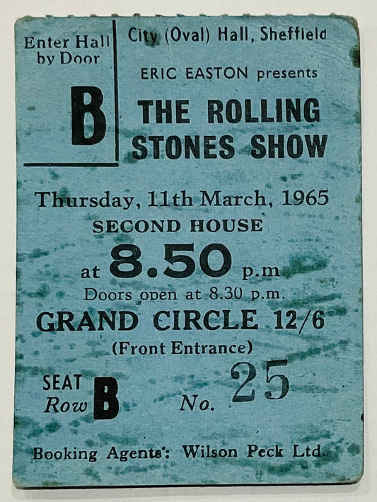 Rolling Stones Original Used Concert Ticket City Hall Sheffield 11th Mar 1965