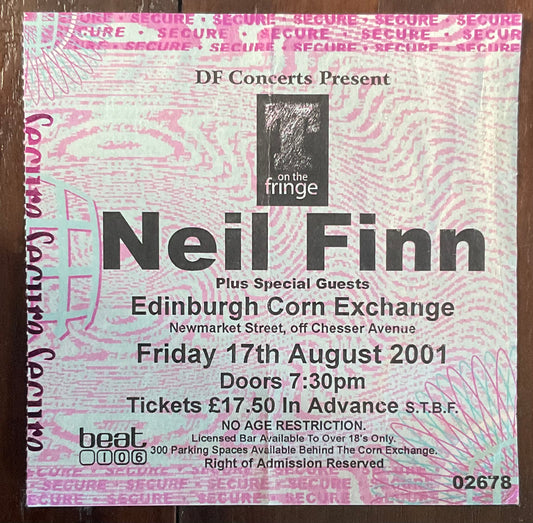 Neil Finn Original Used Concert Ticket Edinburgh Corn Exchange 17th Aug 2001