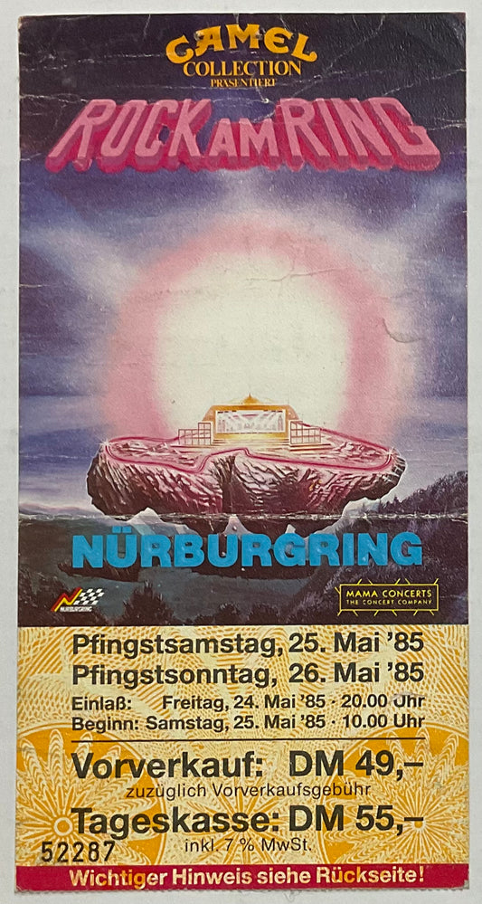 U2 Marillion Original Used Concert Ticket Nurburgring 25th 26th May 1985