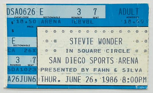 Stevie Wonder Original Used Concert Ticket San Diego Sports Arena 26th Jun 1986