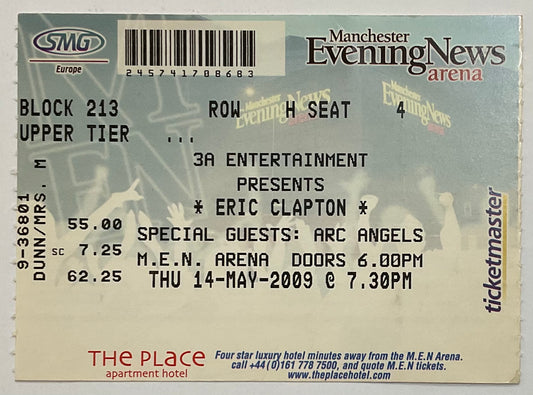 Eric Clapton Original Used Concert Ticket MEN Arena Manchester 14th May 2009