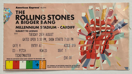 Rolling Stones Original Used Concert Ticket Millennium Stadium Cardiff 29th Aug 2006