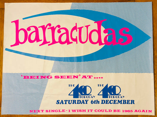 Barracudas Original Promo Concert Tour Poster 400 Ballroom Torquay 6th Dec 1980