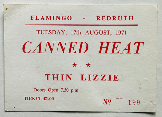 Thin Lizzy Lizzie Original Complete Concert Ticket Flamingo Club Redruth 1971