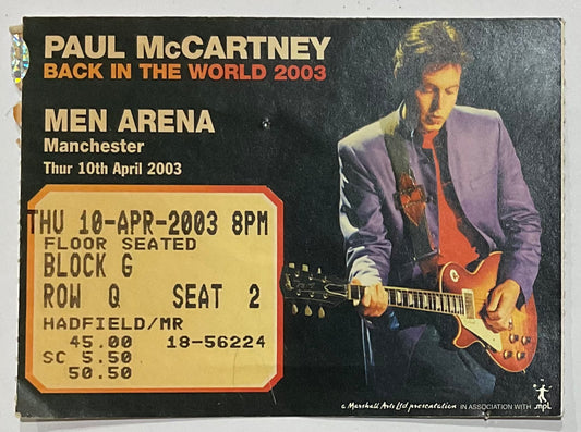 Beatles Paul McCartney Original Used Concert Ticket MEN Arena Manchester 10th Apr 2003