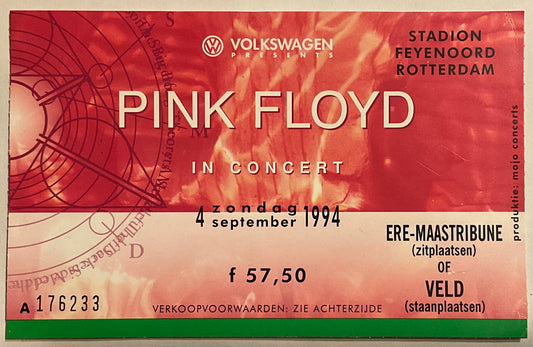 Pink Floyd Original Concert Ticket Stadion Feyenoord Rotterdam 4th Sep 1994