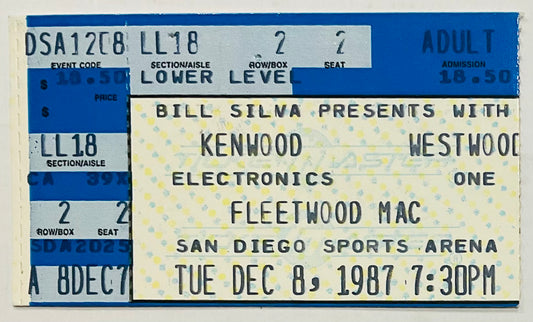 Fleetwood Mac Original Used Concert Ticket San Diego Sports Arena 8th Dec 1987