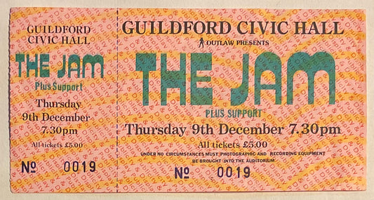 Jam Original Unused Concert Ticket Guildford Civic Hall 9th Dec 1982
