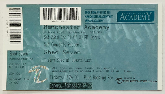 Shed Seven 7 Cast Original Used Concert Ticket Manchester Academy 23rd Dec 2017