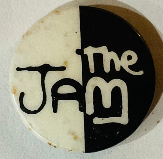 Jam Original Black/ White Metal Concert Button Pin Badge 1970/80s