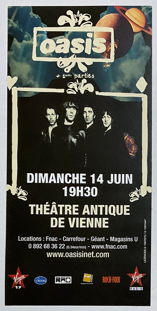 Oasis Original Concert Handbill Flyer Theatre Antique de Vienne 14th Jun 2009