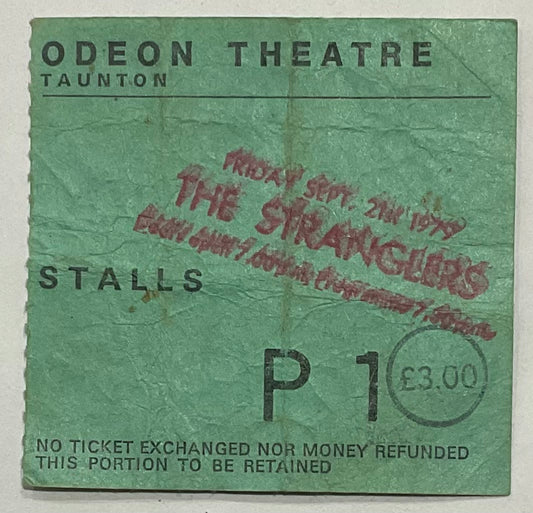 Stranglers Original Concert Ticket Odeon Theatre Taunton 21st Sep 1979
