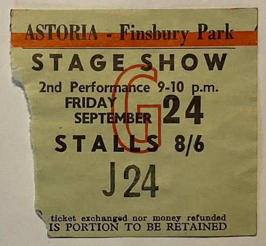 Rolling Stones Original Used Concert Ticket London Astoria 24th Sep 1965