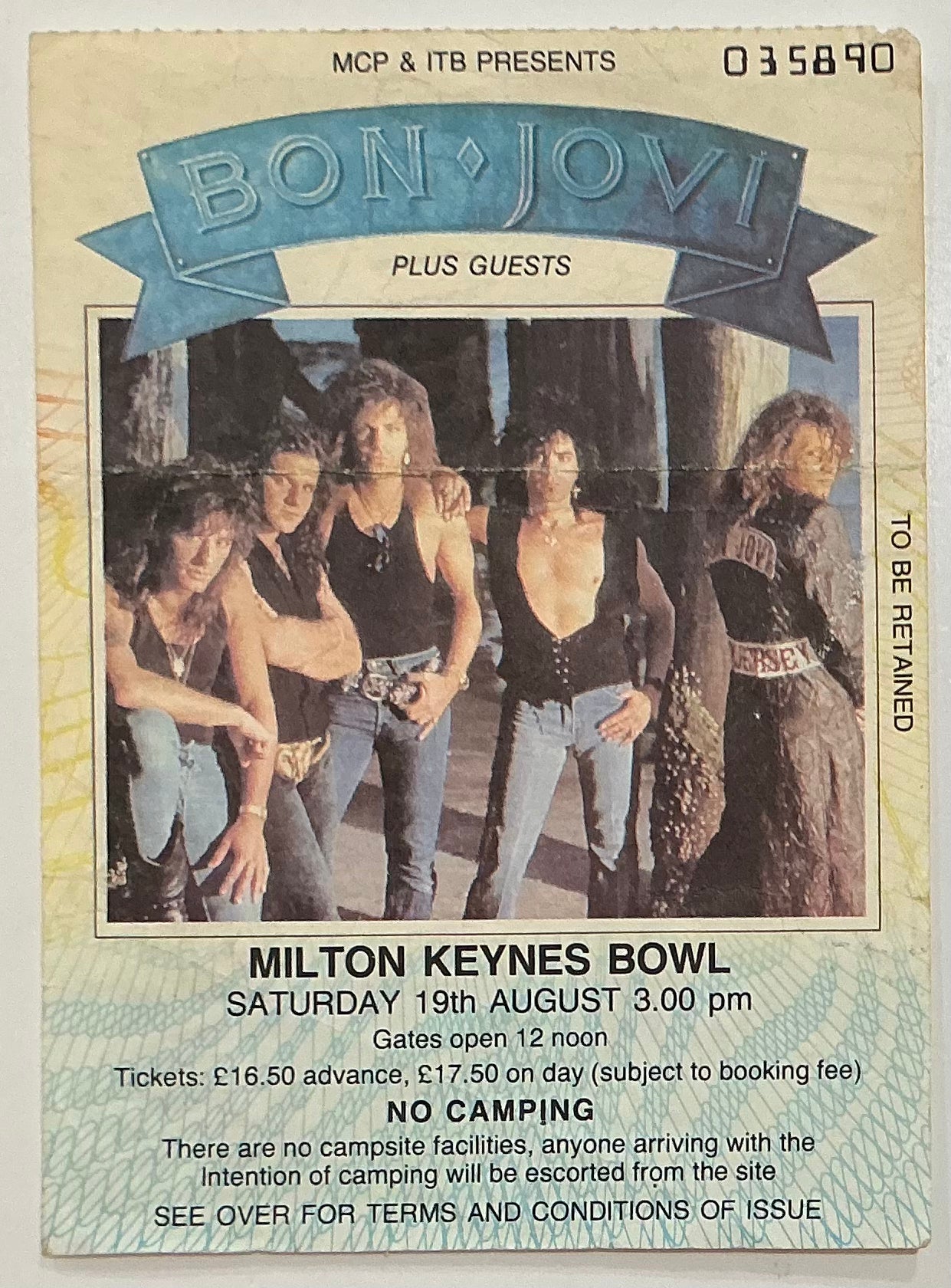 Bon Jovi Original Used Concert Ticket Milton Keynes Bowl 19th Aug