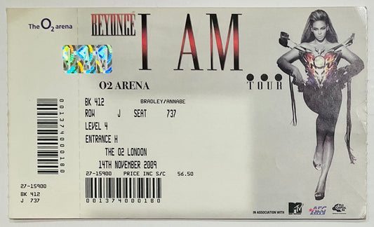 Beyonce Original Ununsed Concert Ticket O2 Arena London 14th Nov 2009