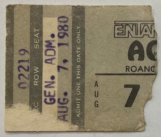 AC/DC Original Used Concert Ticket Roanoke Civic Center 7th Aug 1980
