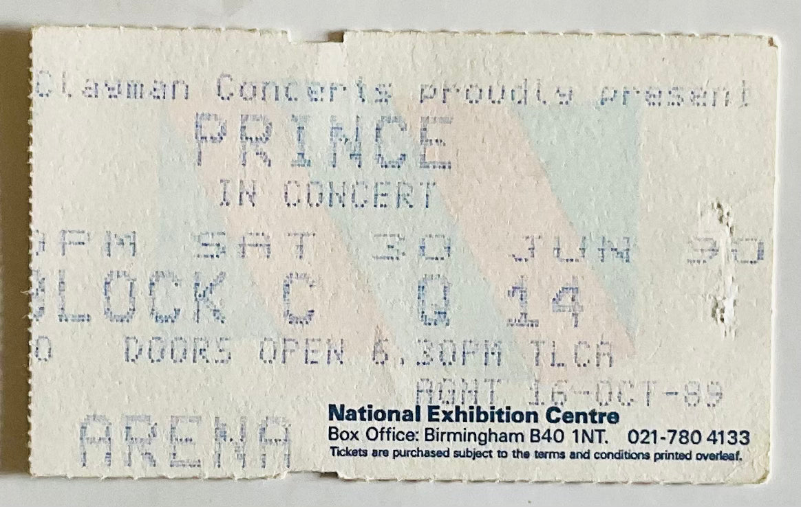 Prince Original Used Concert Ticket NEC Arena Birmingham 30th Jun 1990