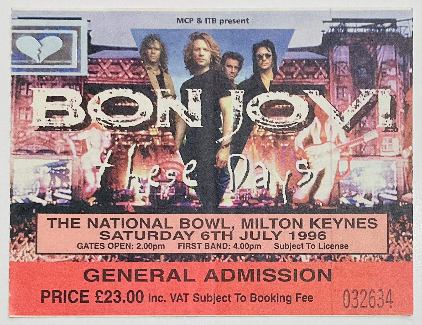 Bon Jovi Original Used Concert Ticket National Bowl Milton Keynes