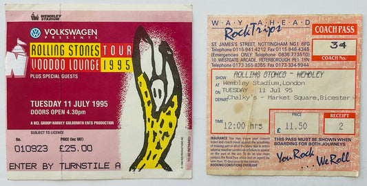 Rolling Stones Original Used Concert & Coach Ticket Wembley Stadium London 11th Jul 1995