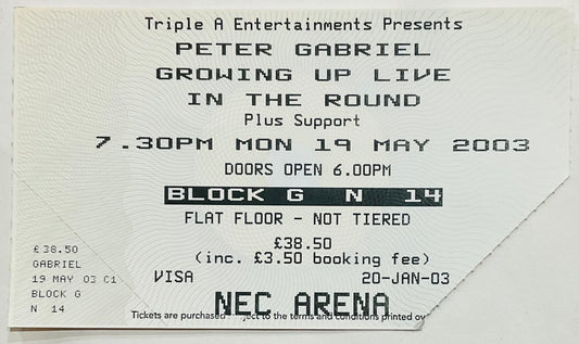 Genesis Peter Gabriel Original Used Concert Ticket NEC Arena Birmingham 19th May 2003