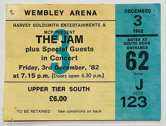 Jam Original Used Concert Ticket Wembley Arena London 3rd Dec 1982