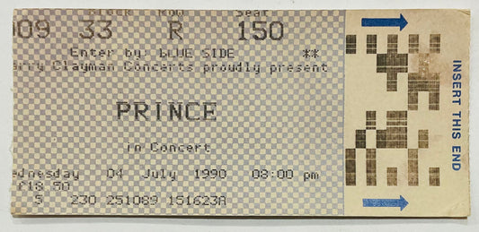 Prince Original Used Concert Ticket Wembley Arena London 4 July 1990