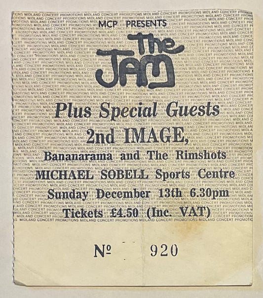 Jam Original Used Concert Ticket Michael Sobell Sports Centre London 13th Dec 1981