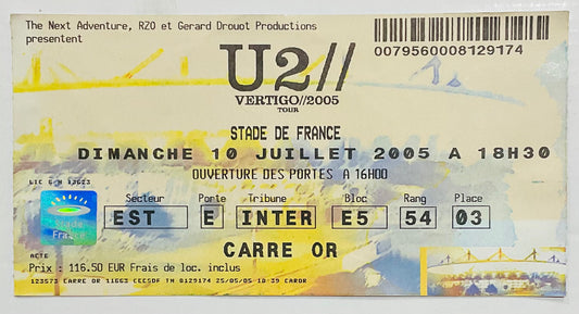 U2 Original Used Concert Ticket Stade de France Paris 10th Jul 2005