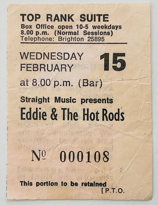 Eddie & the Hot Rods Radio Stars Squeeze Original Used Concert Ticket Brighton 1978