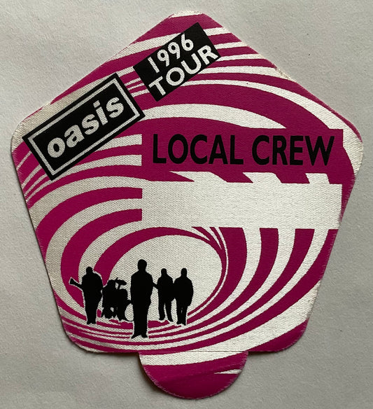 Oasis Original Unused Concert Pink Satin Local Crew Backstage Pass Ticket 1996