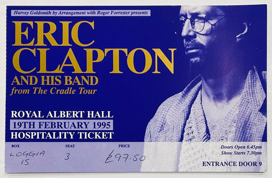 Eric Clapton Original Used Concert Ticket Royal Albert Hall London 19th Feb 1995