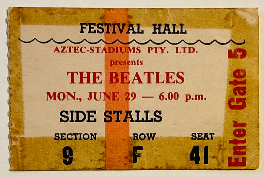 Beatles Rare Original Used Concert Ticket Festival Hall Brisbane 29th Jun 1964