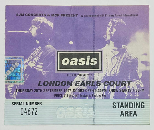 Oasis Original Used Concert Ticket Earls Court London 25th Sep 1997