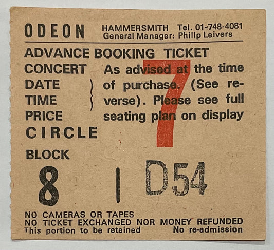 Gary Moore Original Used Concert Ticket Hammersmith Odeon London 28th Sep 1985