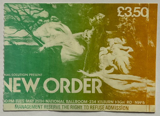 Joy Division New Order Original Used Concert Ticket National Ballroom Kilburn 25th May 1982