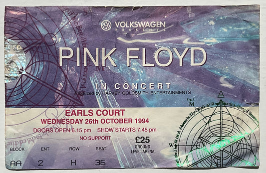 Pink Floyd Original Used Concert Ticket Earls Court London 26th Oct 1994