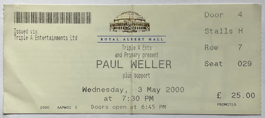 Paul Weller Original Used Concert Ticket Royal Albert Hall London 3rd May 2000