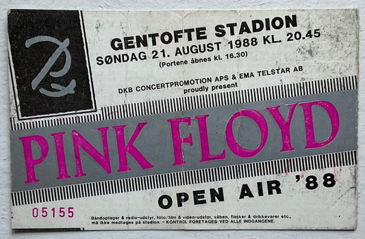 Pink Floyd Original Used Concert Ticket Gentofte Stadion Copenhagen 31st July 1988