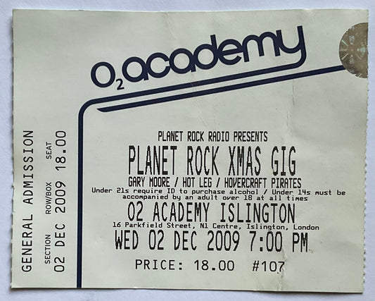 Gary Moore Original Used Concert Ticket O2 Academy London 2nd Dec 2009