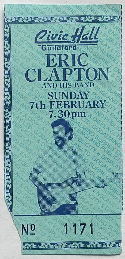 Eric Clapton Original Used Concert Ticket Civic Hall Guildford 7th Feb 1988