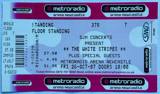 White Stripes Original Unused Concert Ticket Metroradio Arena Newcastle 26th Oct 2007