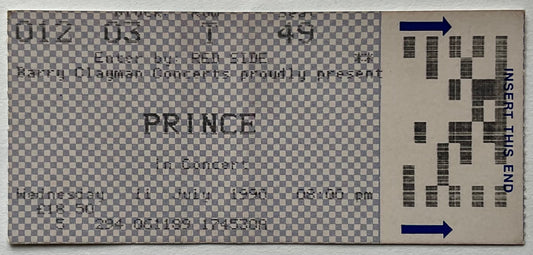 Prince Original Used Concert Ticket Wembley London 11 July 1990
